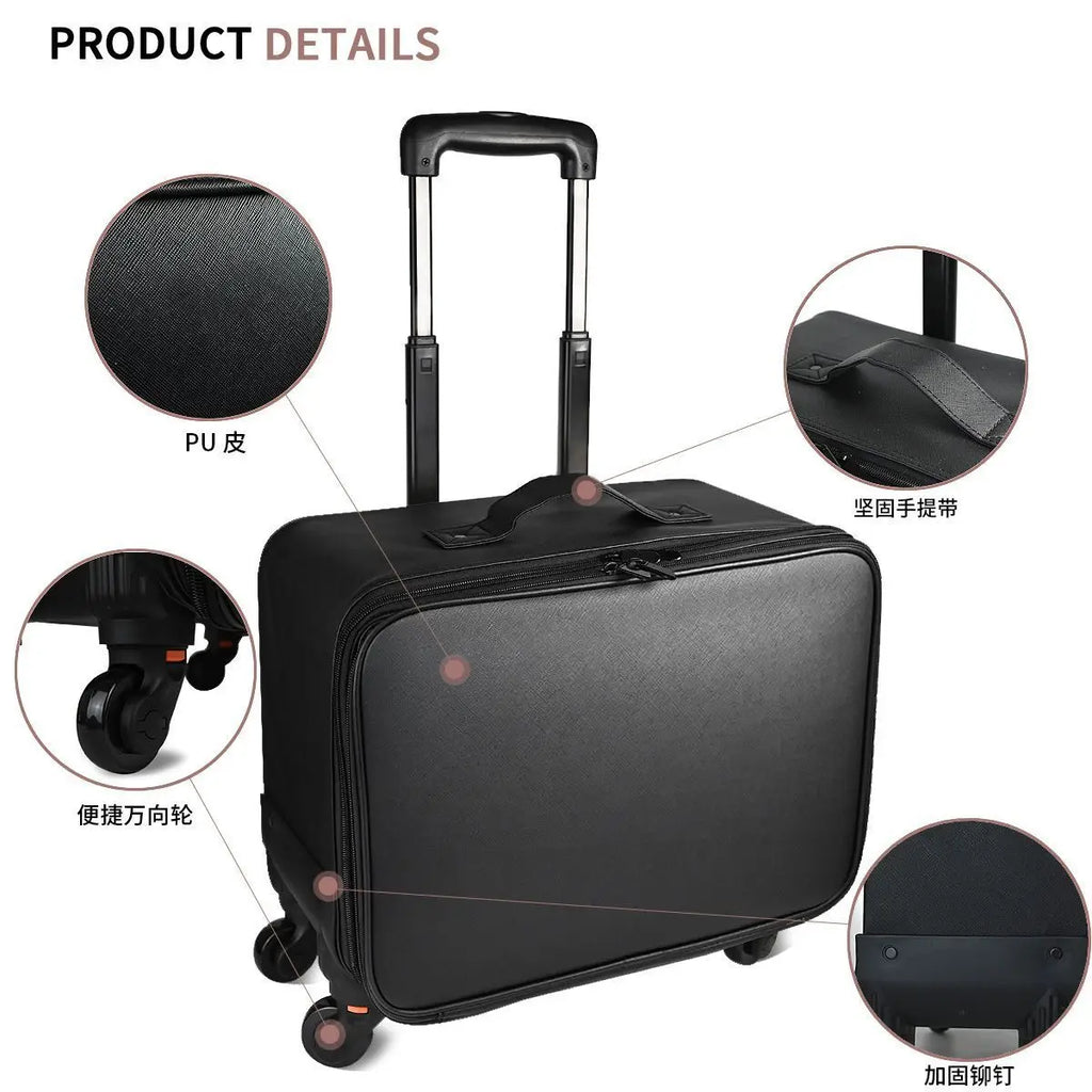 Large Rolling Makeup Case Professional Cosmetic Trolley on Wheels, Multi-Layer Embroidered Travel Organizer for Beauty