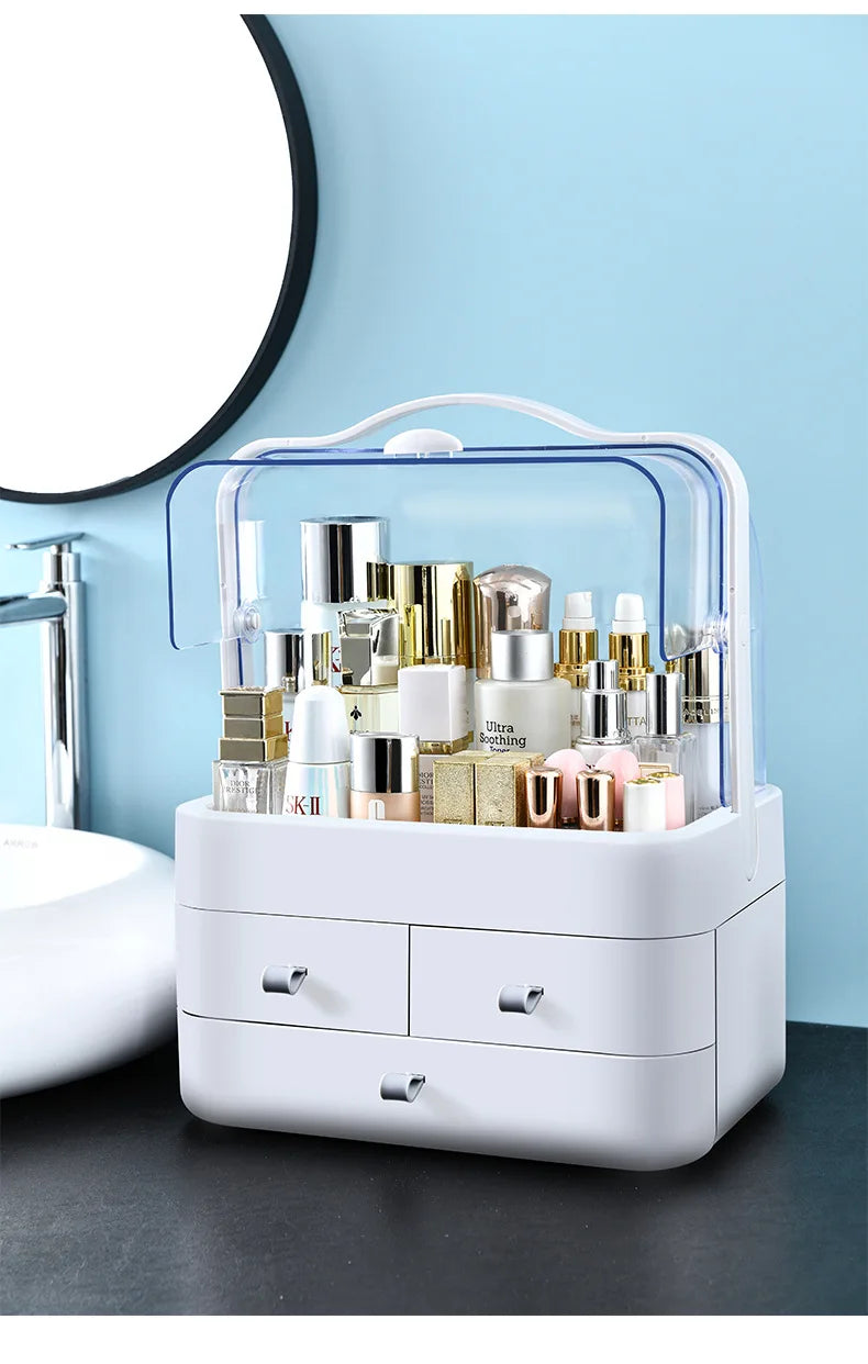 Cosmetic organizing box, tabletop dresser drawer, jewelry shelf, high-end feel, large-capacity skin care product storage box
