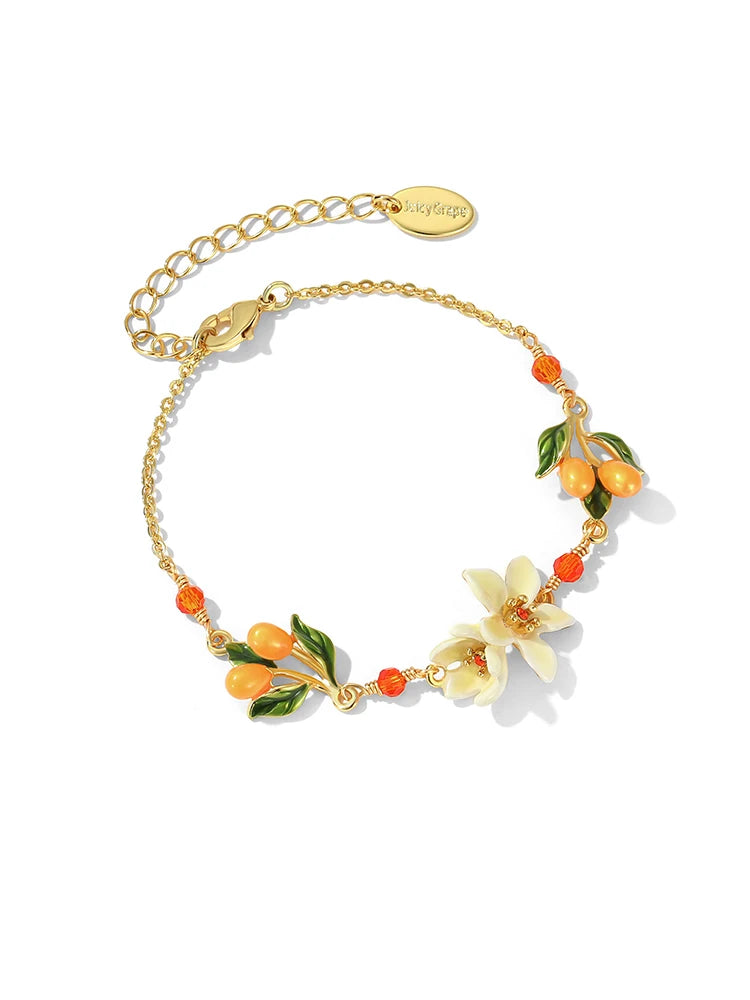 Juicy Grape Fine Jewery Set for Women 2024 New Trend Orange Blossom Jewery Accessory Original Design Birthday Christmas Gifts