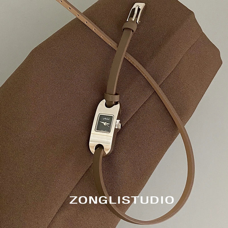 Watches for women twine long strap Watch women vintage leather thin strap waterproof quartz luxury women's watch reloj mujer
