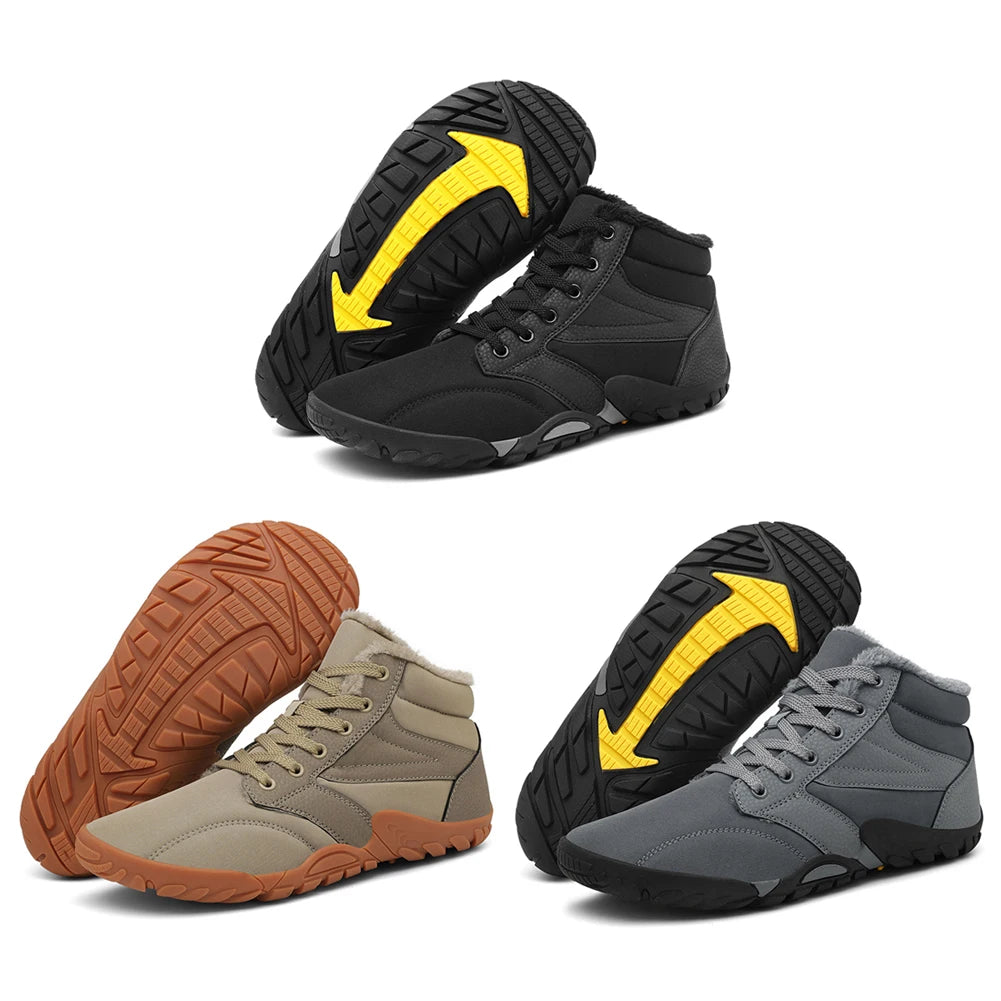 Winter Snow Boots Barefoot Hiking Shoes Waterproof Warm Lined Booties Anti Slip Wide Toe Box Ankle Booties for Hiking Climbing