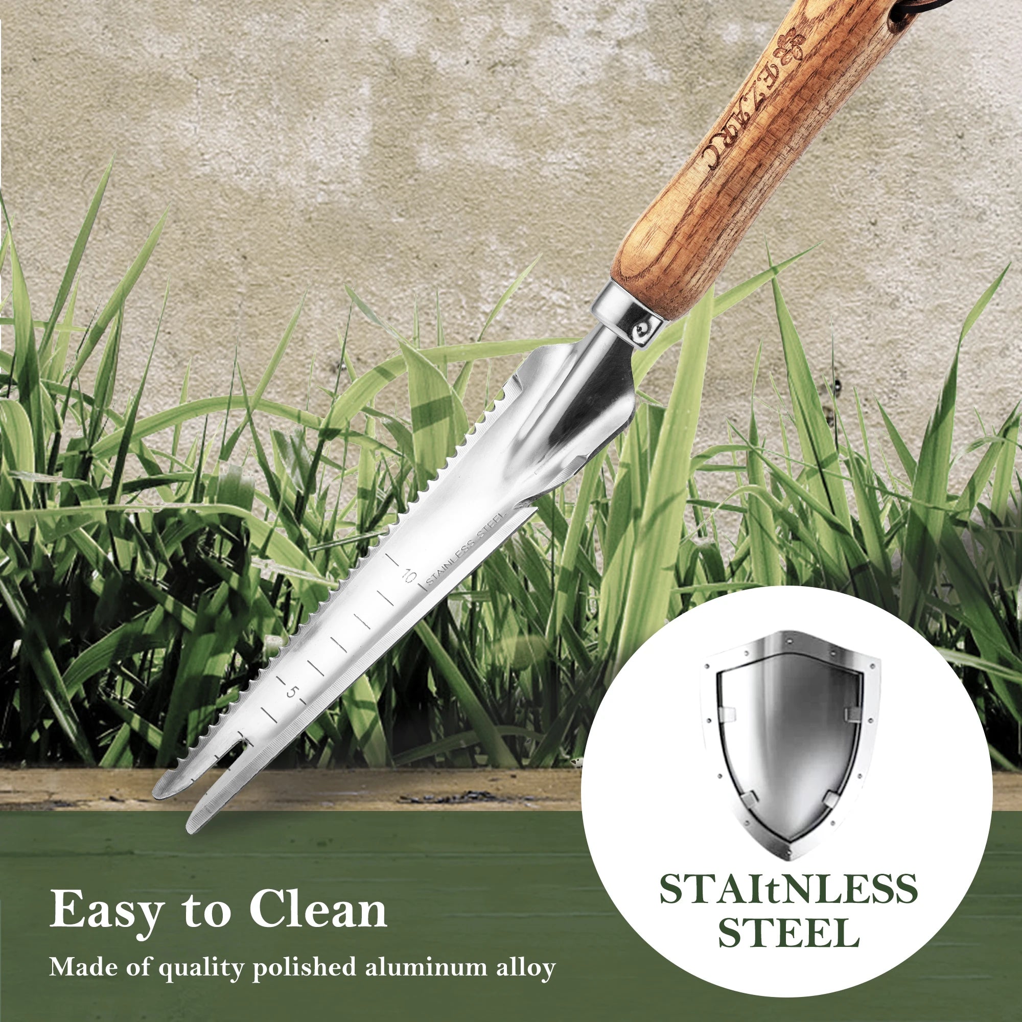 EZARC 13 Inch Hand Weeder, Weed Digger Fork for Garden, 5-in-1 Small Garden Hand Tool with Weeding Fork for Multi Gardening Use