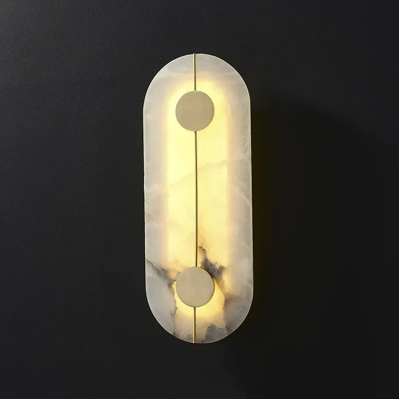 Minimalist Round Marble LED Wall Lamp Alabaster Sconce for Bedroom Bedside Living Room Corridor Kitchen Modern Home Decor Light