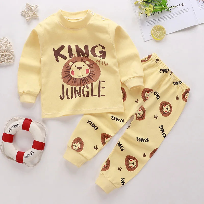 Baby Boys Clothes Sets cotton Bear Boys Girls Long Sleeve Top +Pants 2pcs Kids Clothes pajamas Suit