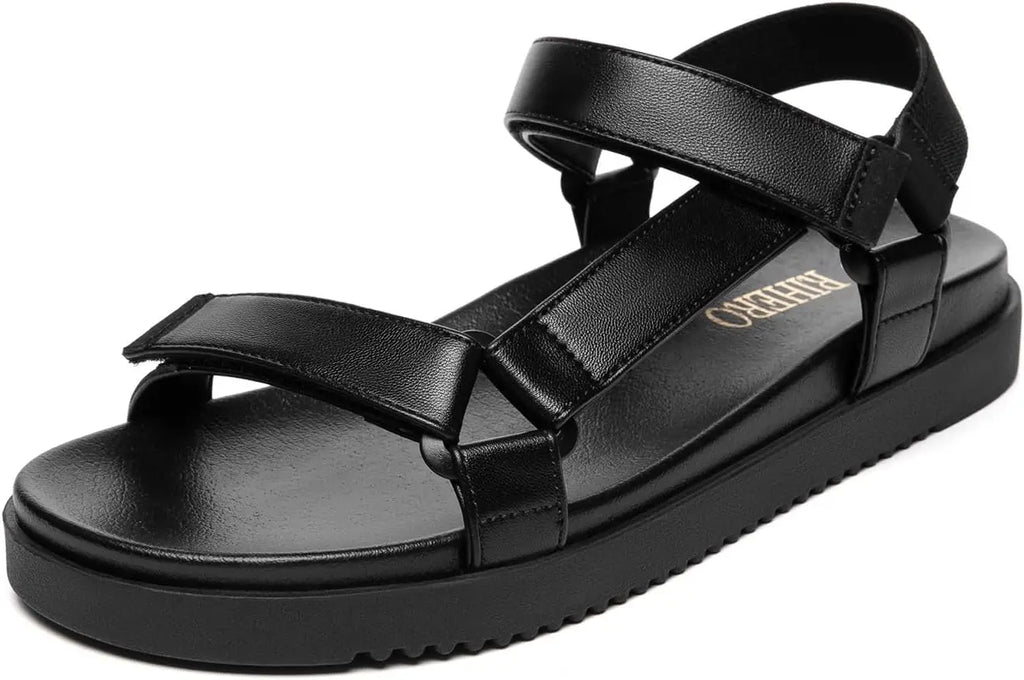 Women's Flat Sandals Comfortable Open Toe Adjustable Strap Walking Footbed Sandals