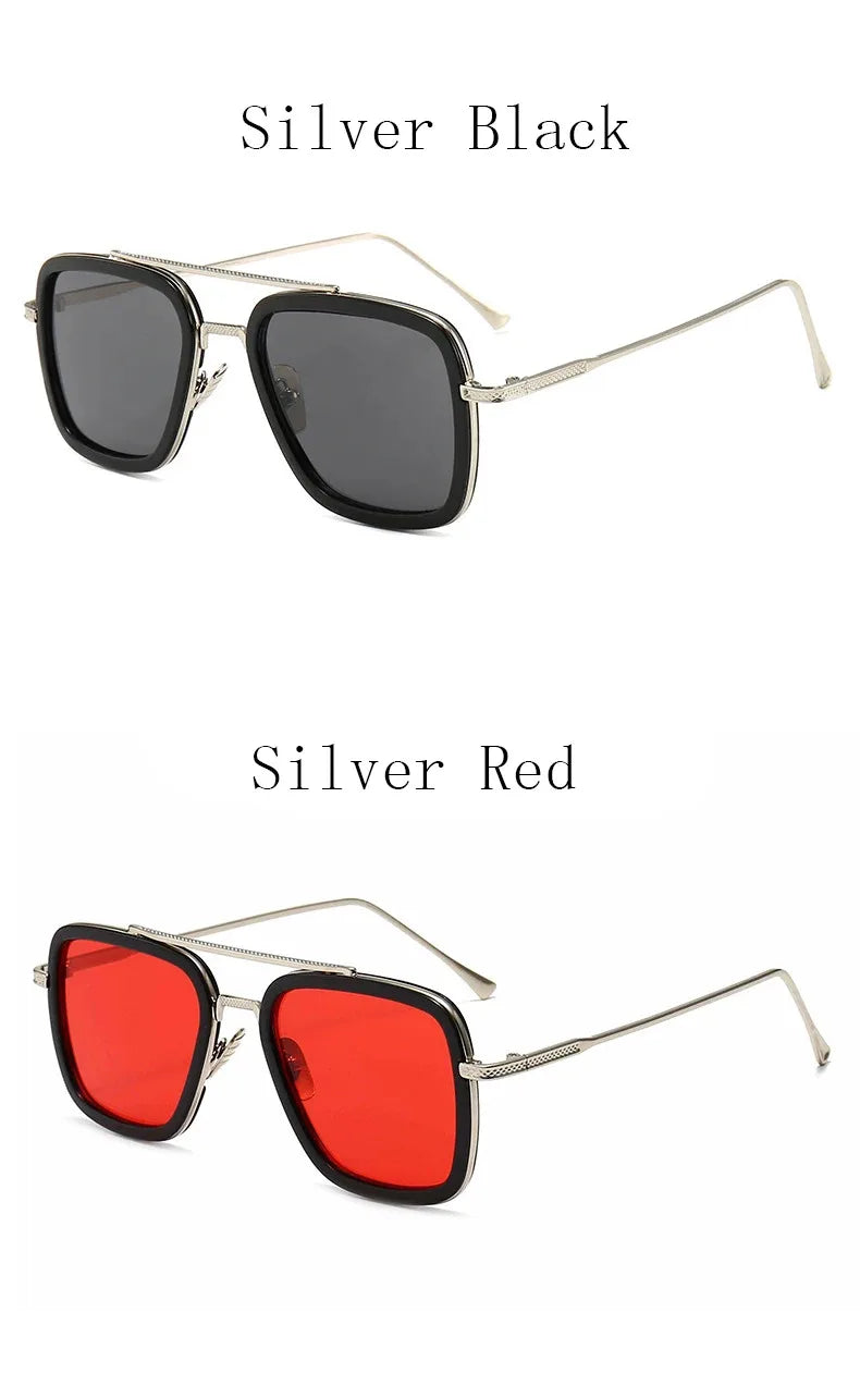 Tony Stark Robert Downey Square Sunglasses for Men Women Fashion Classic Vintage Design Metal UV400 Transparent Sun Glasses 2025