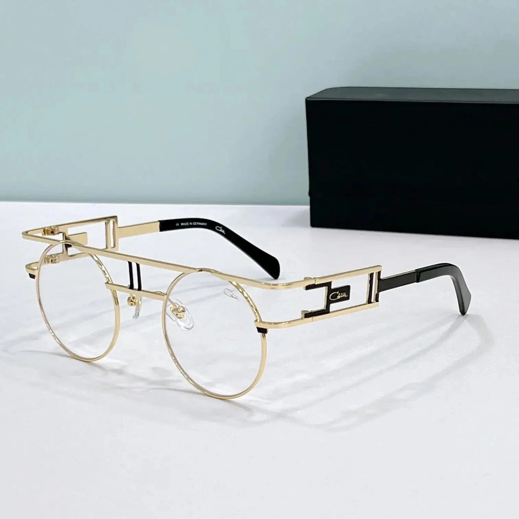 Original CCAZAL MOD958 Fashion Circular Gold Alloy Frame Men Sunglasses Classic Casual UV400 Gradient Retro Women Couple Eyewear