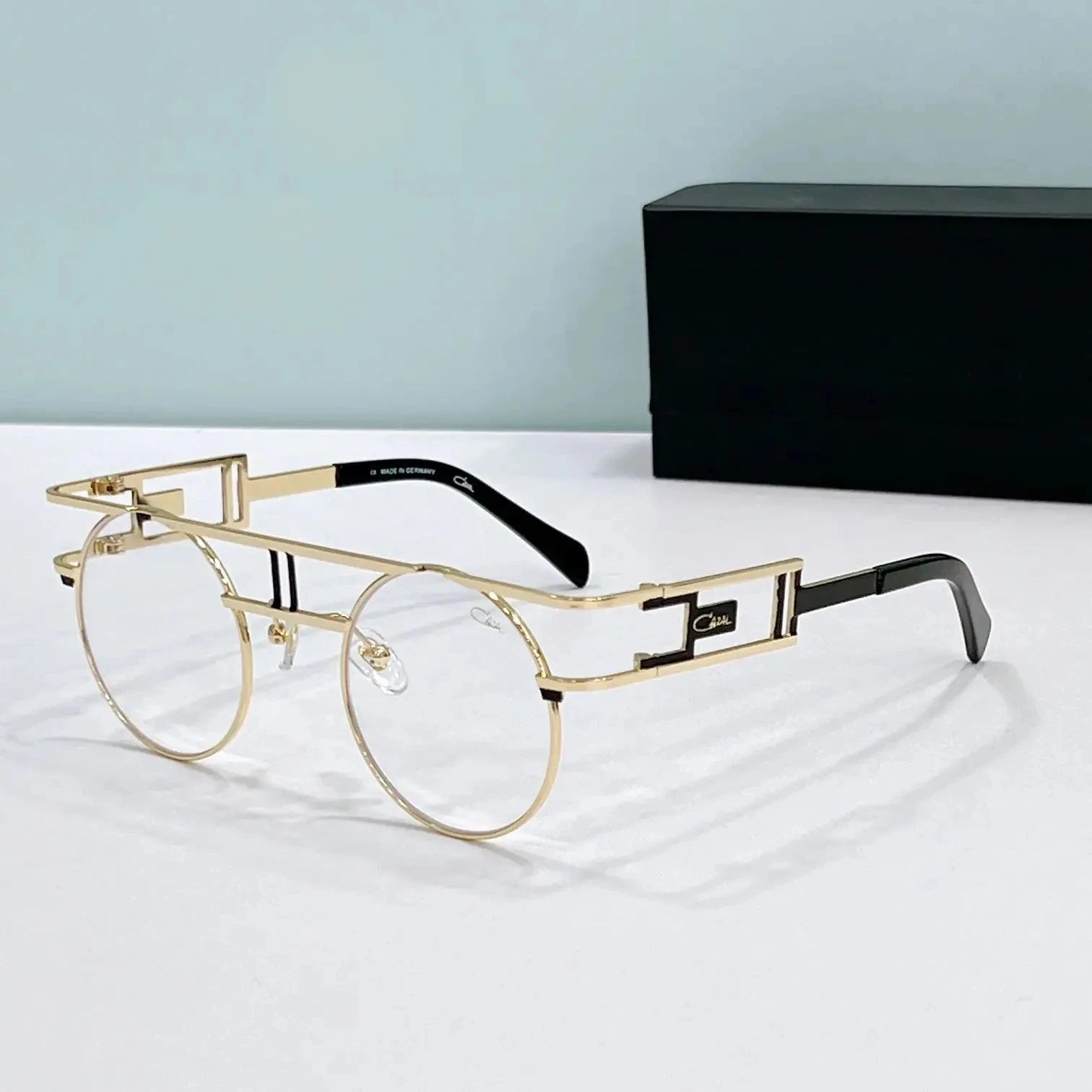 Original CCAZAL MOD958 Fashion Circular Gold Alloy Frame Men Sunglasses Classic Casual UV400 Gradient Retro Women Couple Eyewear