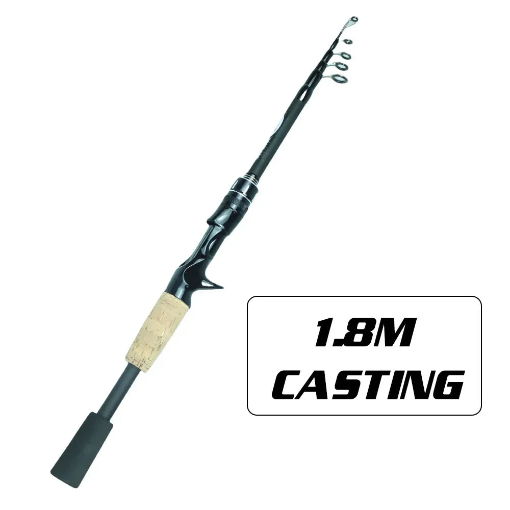 SantaKing Spinning /Casting Telescopic Fishing Rod  1.8m 2.1m Carbon Fiber Portable Travel Fishing Pole Rods