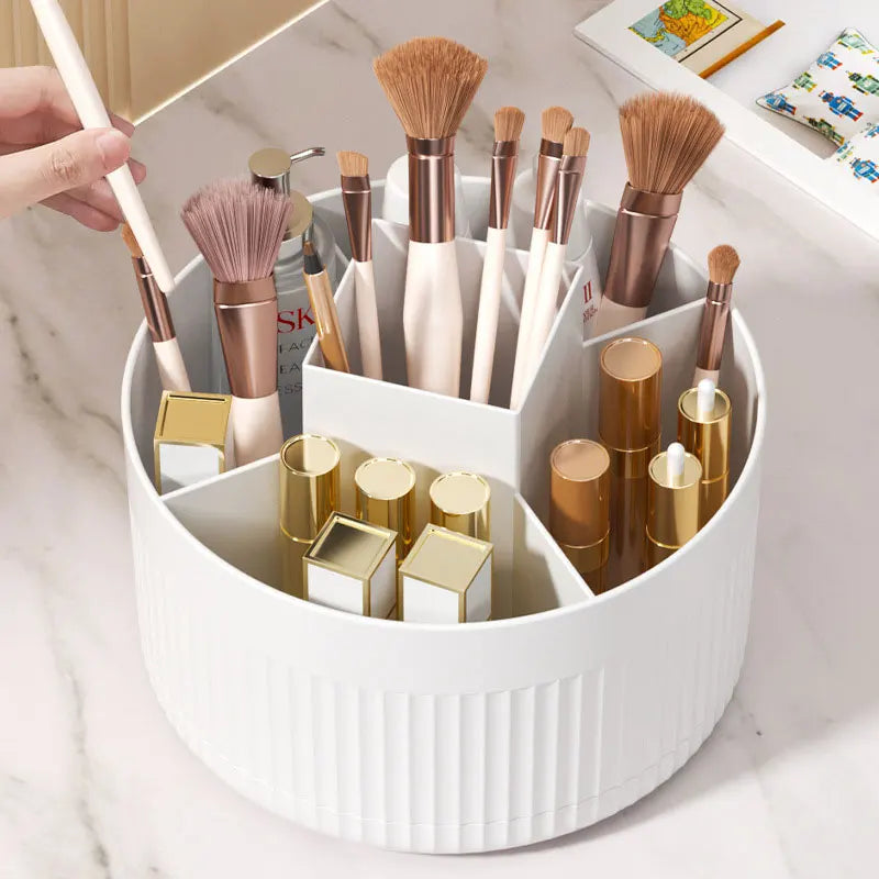 Desktop rotating cosmetic storage cylinder, plastic dressing table, light luxury lipstick box, pen holder, brush storage rack