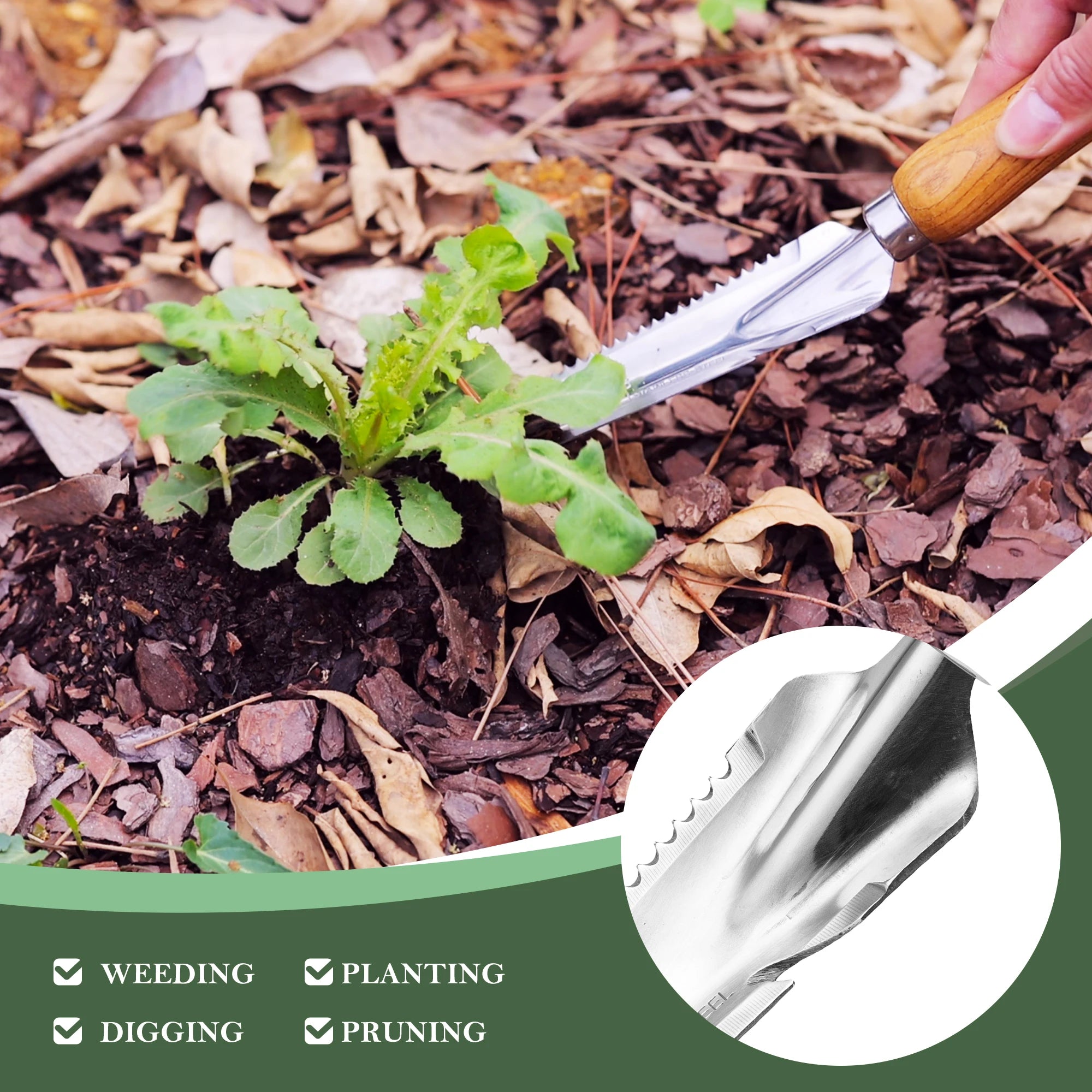 EZARC 13 Inch Hand Weeder, Weed Digger Fork for Garden, 5-in-1 Small Garden Hand Tool with Weeding Fork for Multi Gardening Use