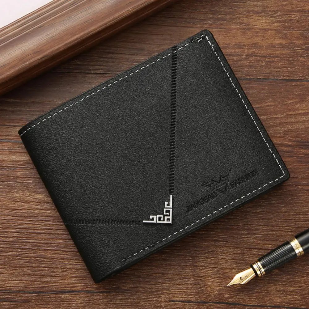 Men Short Pu Leather Wallets Vintage Thin Male Credit Card Holder Black Small Money Purses large capacity card holder Bag