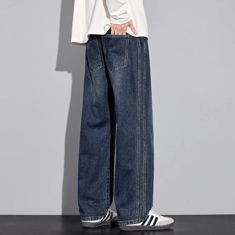 2025 Autumn/Winter New Youth Trendy Full Elastic Thickness Non Elastic Straight leg Jeans