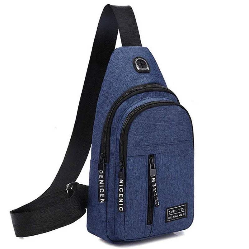 New Men Handbags USB Chest Bag Water Proof Men Shoulder Bags Designer Messenger Crossbody Bag Diagonal Package Sports Back Pack