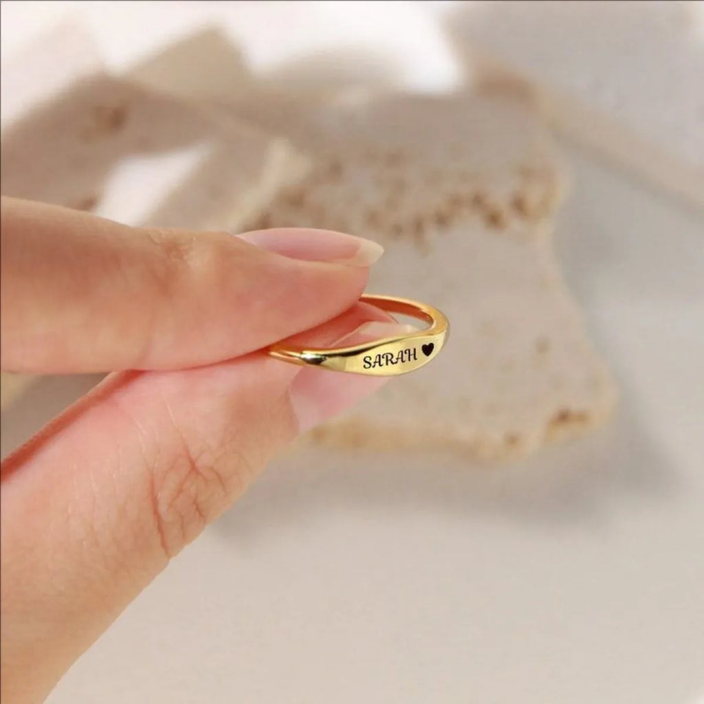 Custom Name Ring Skinny Custom Stackable Engraved Ring Bridesmaids Gift Baby Name Mothers Gift Personalized Gift For Her