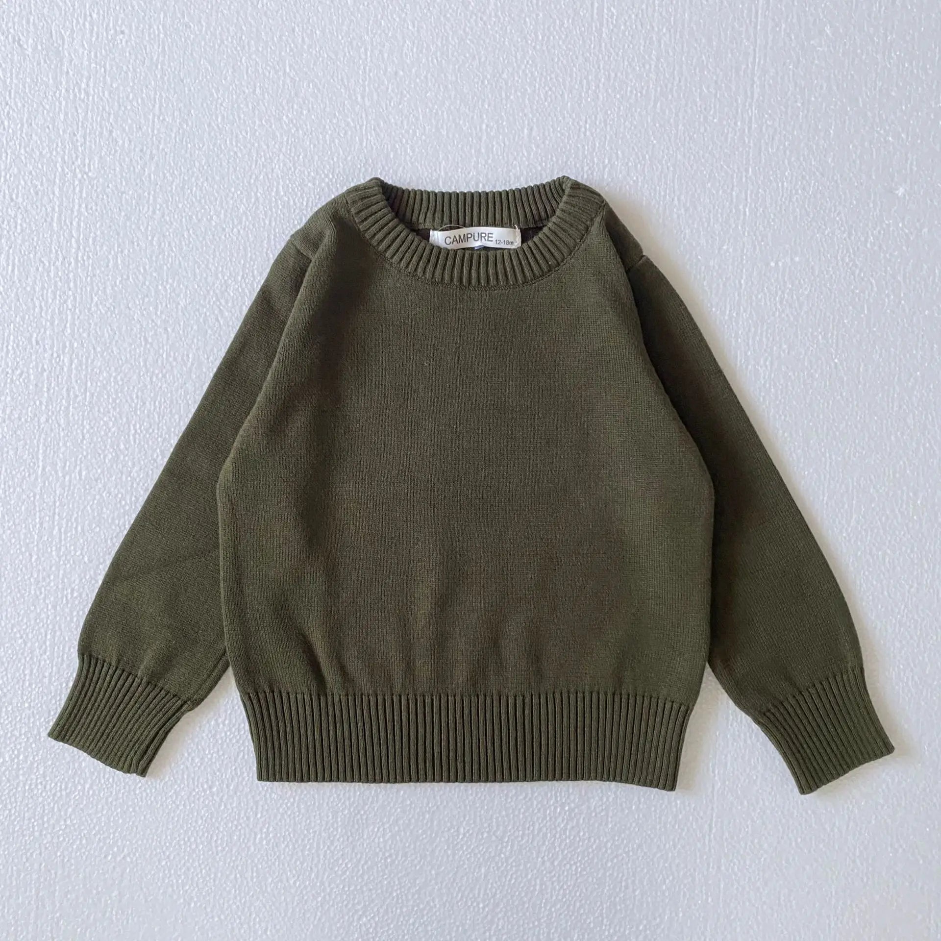 Autumn Kids Baby Boys Girls Pullover Sweaters Casual Baby Boys Girls Long Sleeve Sweaters Candy Color Knit Children's Sweaters