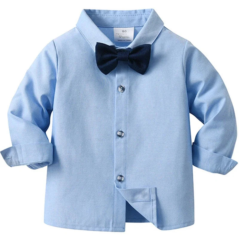 Baby Boy Clothes Sets Formal Suit Boys Long Sleeve Shirt Vest Trousers 3Pcs Sets Children Gentleman Birthday Party Clothing 1-6Y