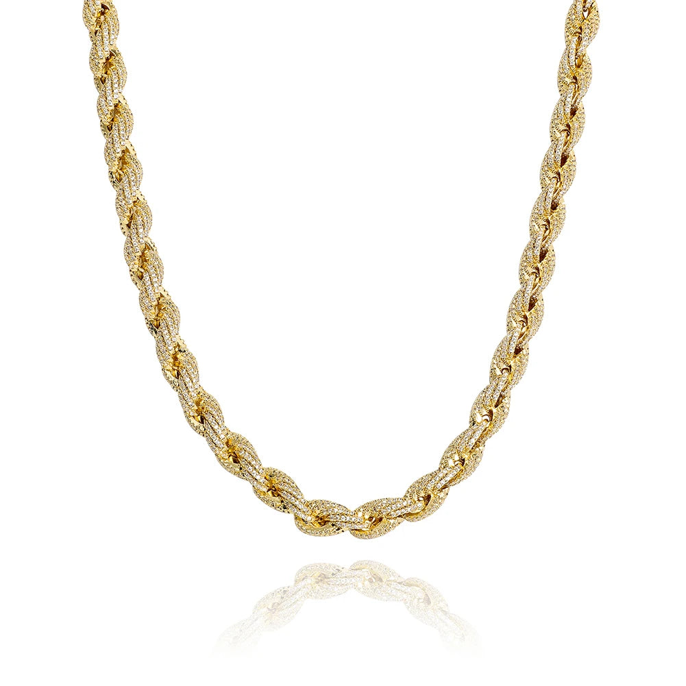 TOPGRILLZ 8mm Rope Chain Hip Hop Necklace Gold Silver Color Iced Out Micro Pave CZ Necklace Men Women Jewelry Gift