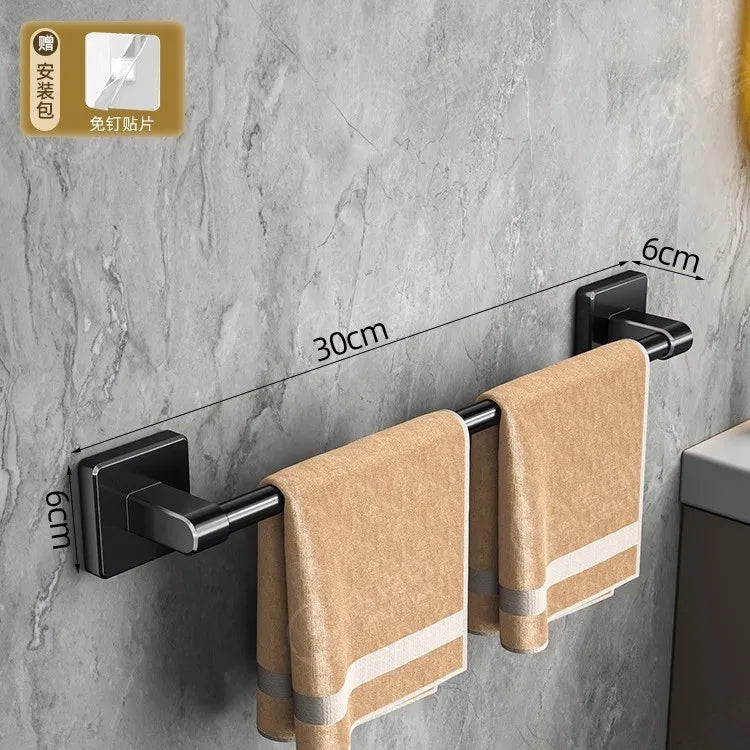 Towel rack modern space aluminum non-perforated wall mounting shelves bathroom towel rack single rod toilet storage hanger