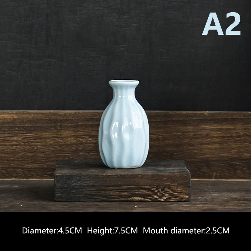 Ins Ceramics Flower Vase Nordic Hydroponics Vases Creative Room Decor Mini Flower Plant Bottle Pots Table Ornament Colorful Vase
