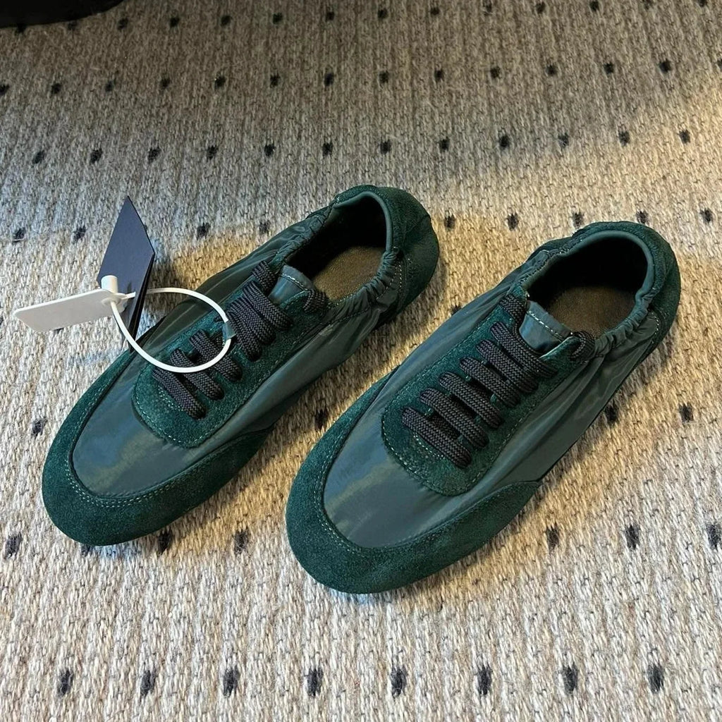 Spring Autumn Genuine Leather Round-Toe Lace-Up Tennis Shoes German Sneakers Casual Shoes Athletic Shoes Handmade Bota Feminina