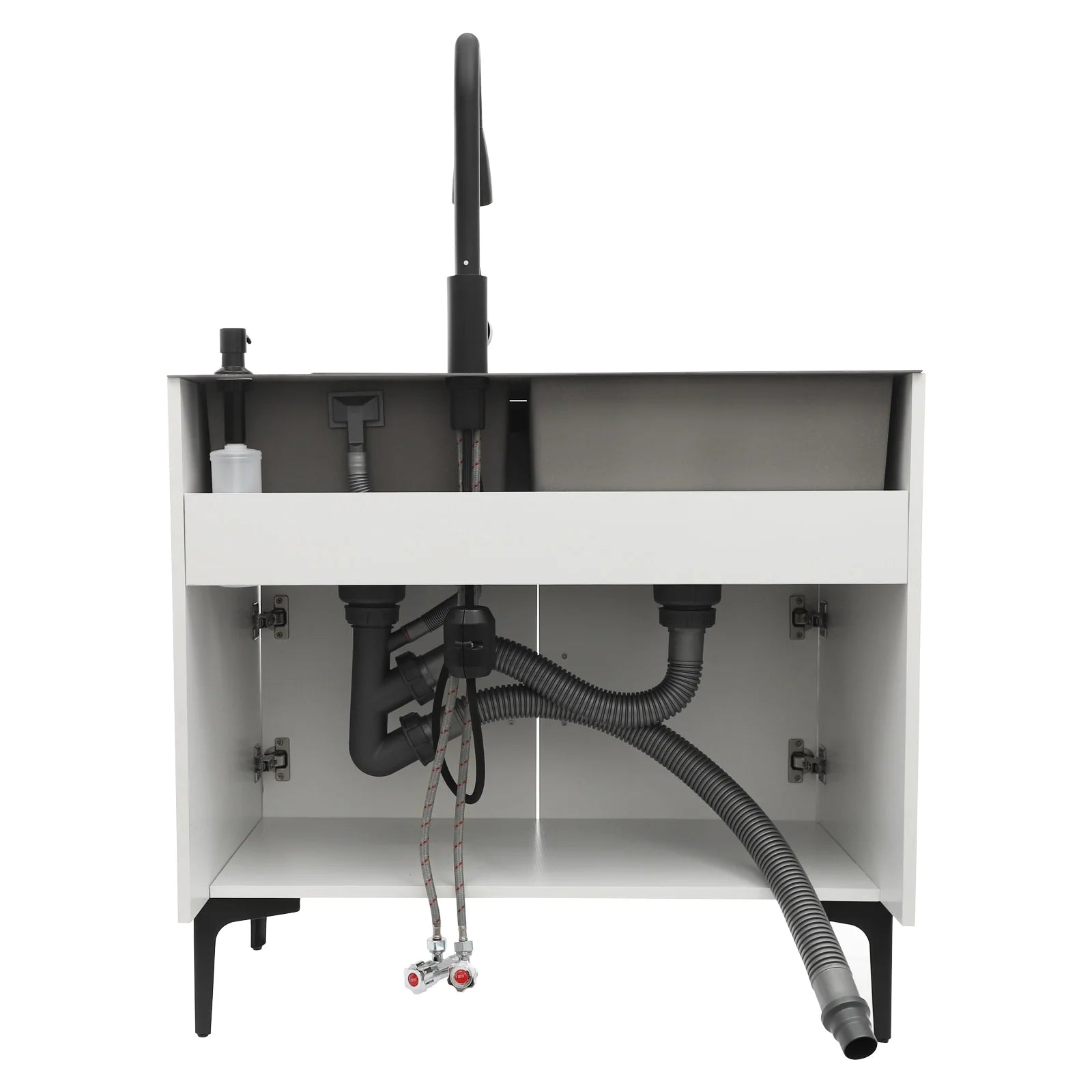 Laundry Sink with Cabinet Sink with Pull-Out Faucet and Cabinet Freestanding Kitchen Sink