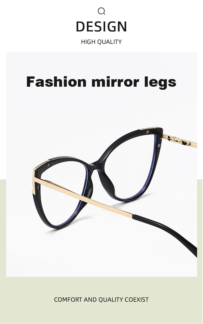 Personality Cat Eye Anti-Blue Light Spring Hinged Glasses Cross-Border Men Women Glasses Shopping Leisure Advanced Frames