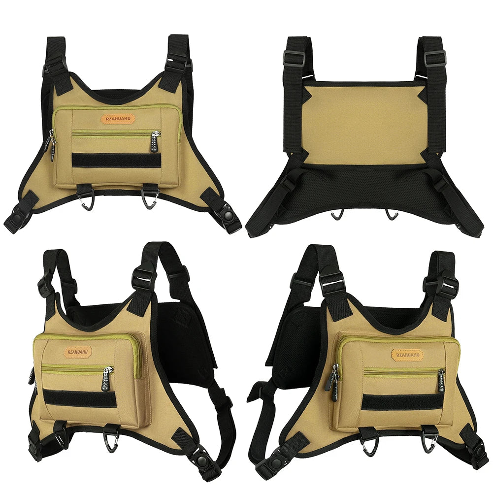 Fashion Sport Backpack Multi-Pockets Streetwear Chest Bag Adjustable Strap Travel Vest Backpack for Running Travel