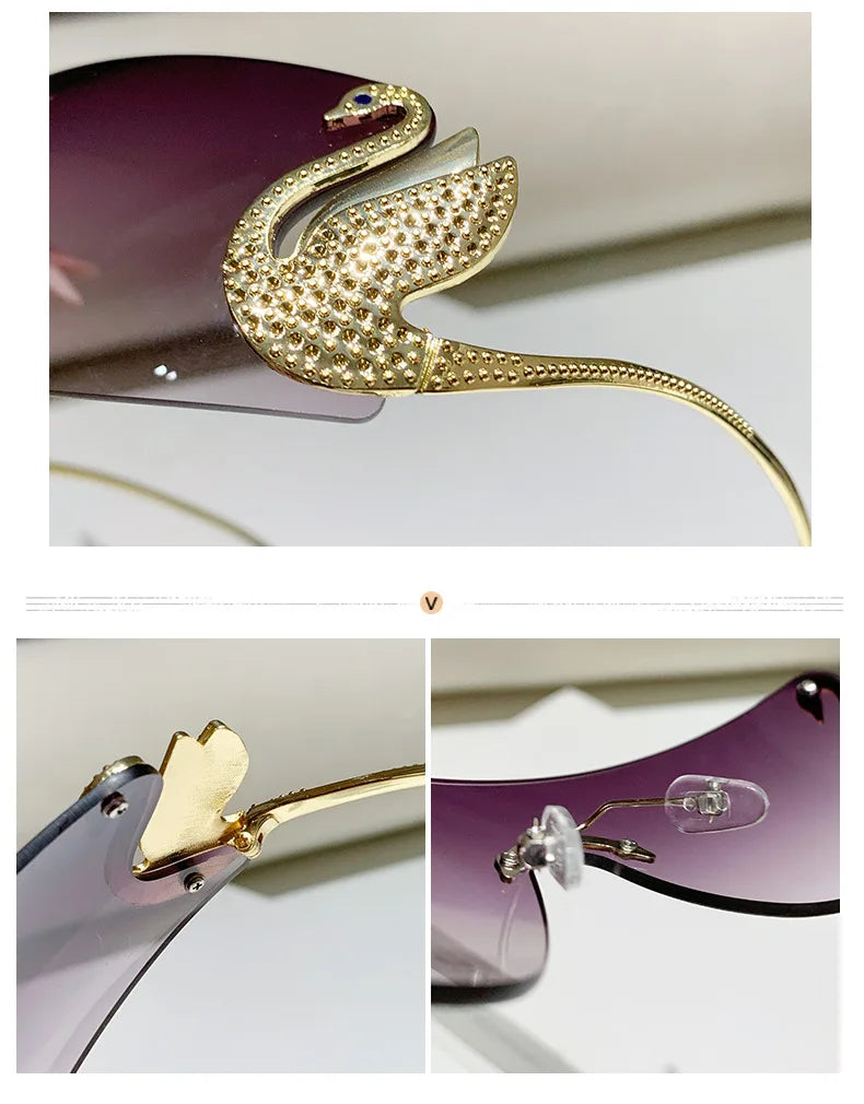 New trendy frameless cut edge integrated sunglasses for street photography, UV resistant sunglasses