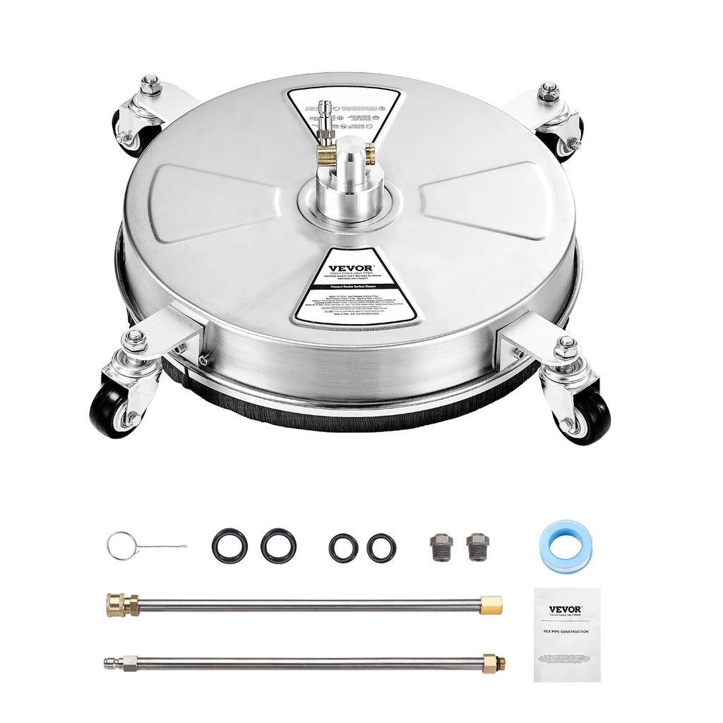 SucceBuy Pressure Washer Surface Cleaner PE/Stainless Steel Pressure Washer Attachments with 4 Wheels for Concrete Patio Deck