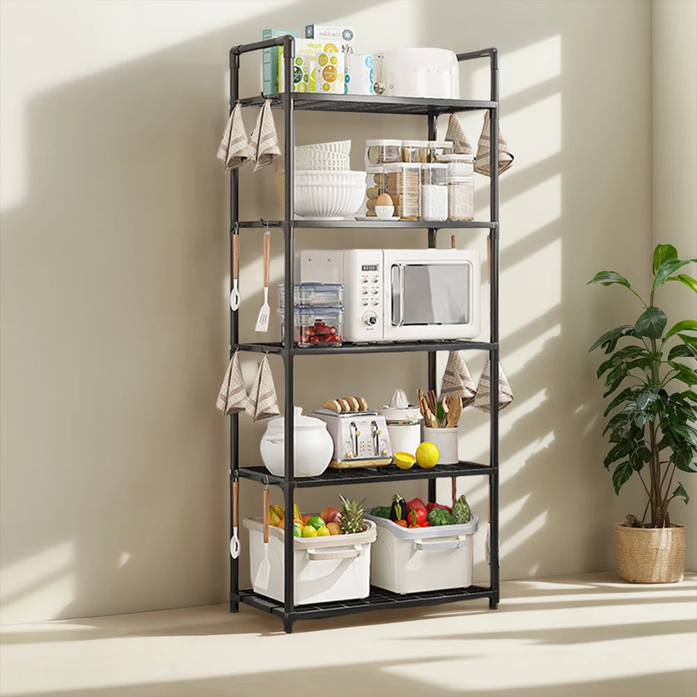 5 Tier Storage Shelves Adjustable Storage Rack 66 Lbs Capacity Storage Shelf for Kitchen Pantry Closet Bathroom Laundry Garage
