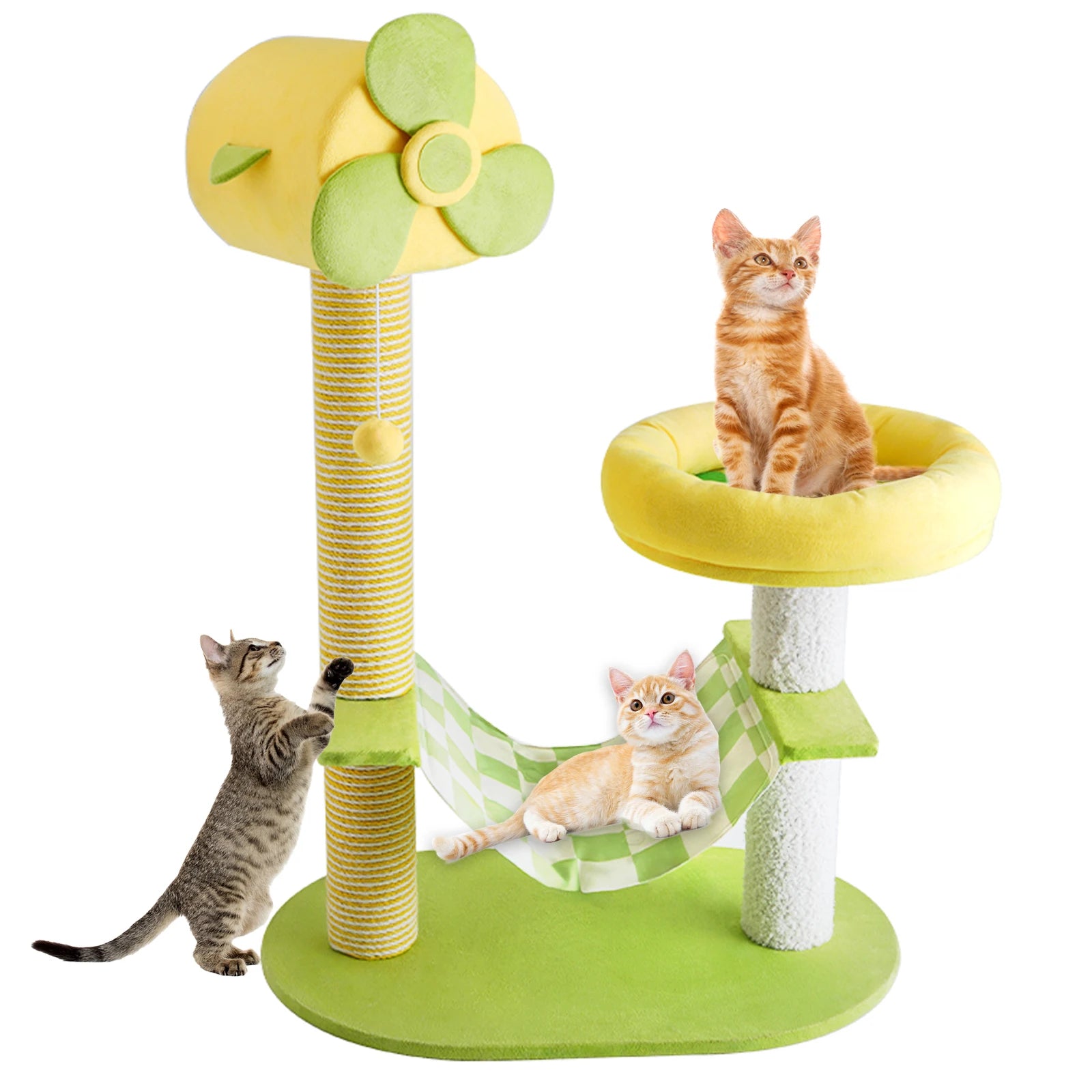 Cat Tree Cat Climbing Frame, with a Comfortable and Fun Platform for Cats to Jump on Comes with a Padded Hammock with an Ice Pad,