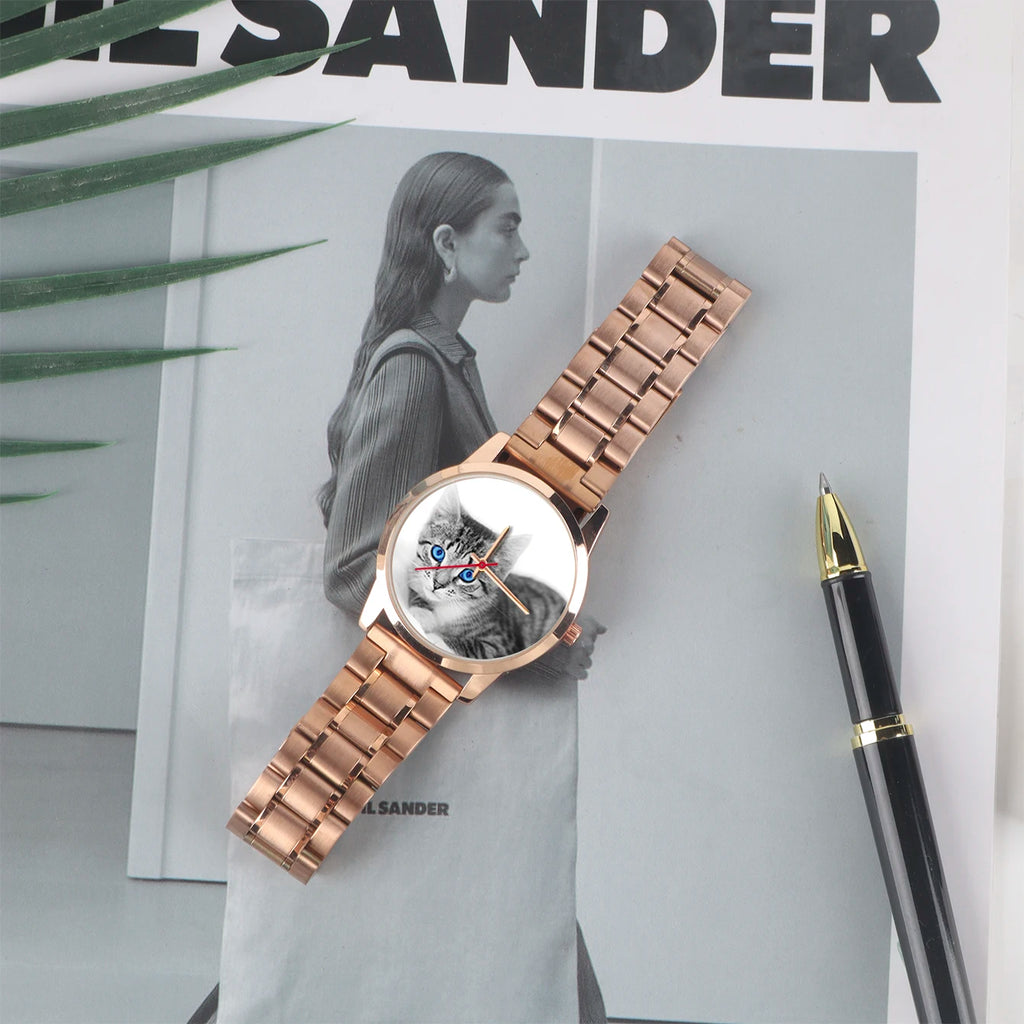 Son Watches for Women Friend Woman Watch Wife Family Logo Cat Women's Wristwatch DIY Dial Quartz Handcuffs Pet Custom Made Photo