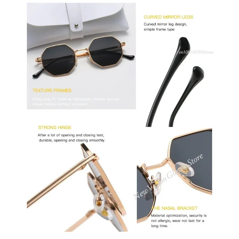 Sunglasses For Women Polygon Metal Sunglasses Vintage Frame Men Luxury Brand Design Sun Glasses Women Mirror Gafas De Sol Uv400
