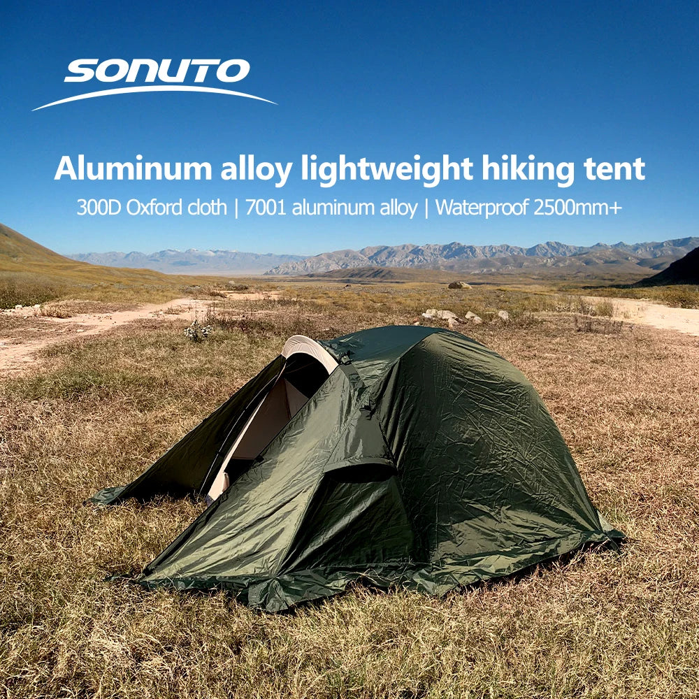 Ultra-Light 2-3 Person Hiking Tent – Snowproof, Portable, Double-Layer Aluminum Frame, Durable Oxford Fabric for Camping