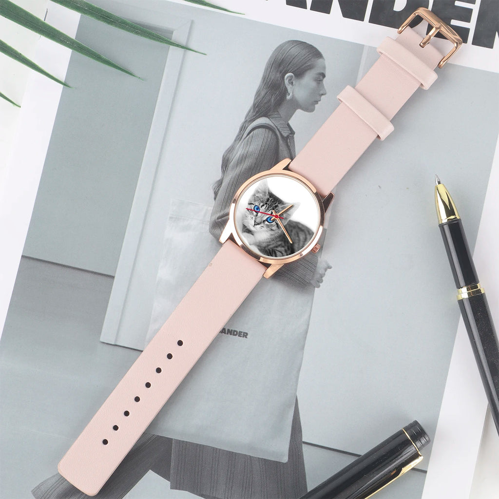 Son Watches for Women Friend Woman Watch Wife Family Logo Cat Women's Wristwatch DIY Dial Quartz Handcuffs Pet Custom Made Photo