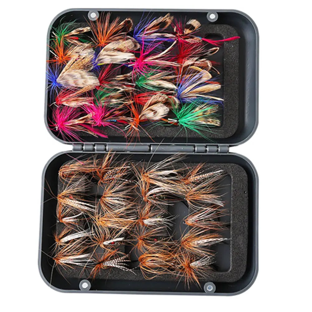 60/41pcs Box Bionic Fly Hook Set Artificial Insect Fishing Baits Bionic Insects Flies with Box Fly Fishing Lures for Trout Carp