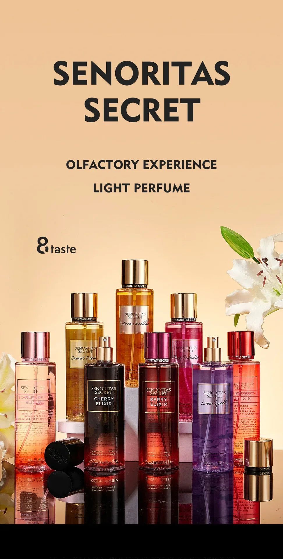 Body Spray Women's  Fragrance Floral and Fruit Tone Lasting Fragrance Thailand's 250ml