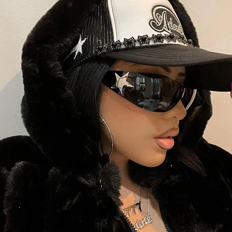 Fashion Sunglasses for Women Men Trendy Shield Wrap Around Sunglasses Oversized Fashion Frameless Sun Glasses