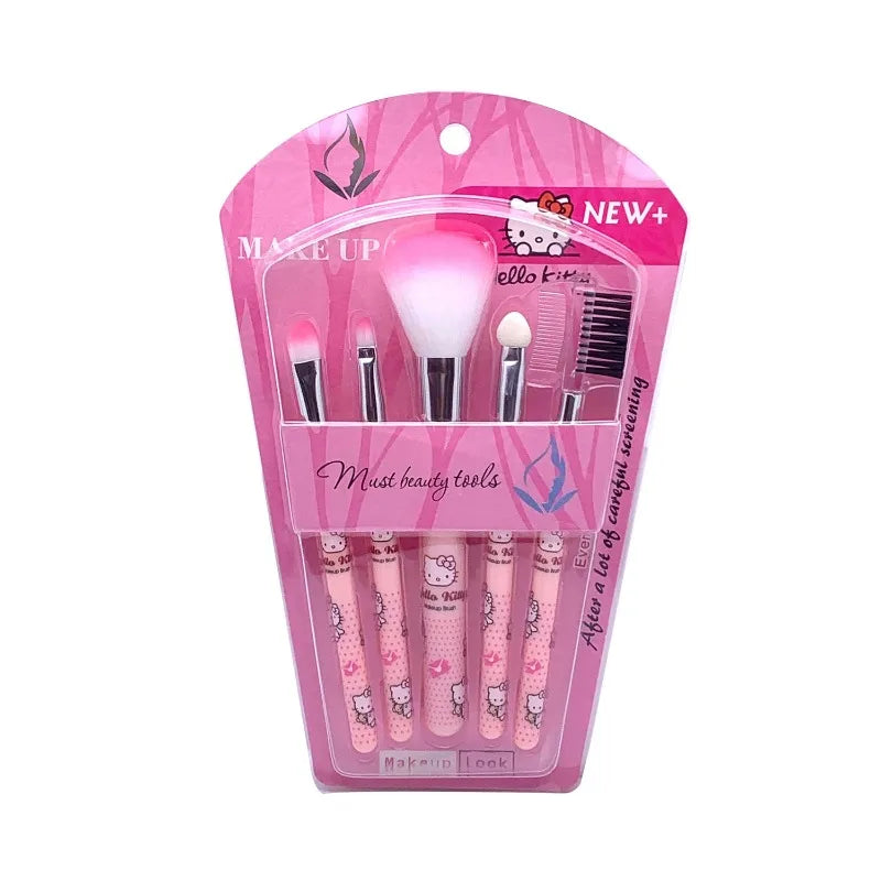 Sanrio cartoon cosmetics cute Hello Kitty makeup brush set blush eyebrow pencil lip gloss eye shadow brush soft hair beauty tool