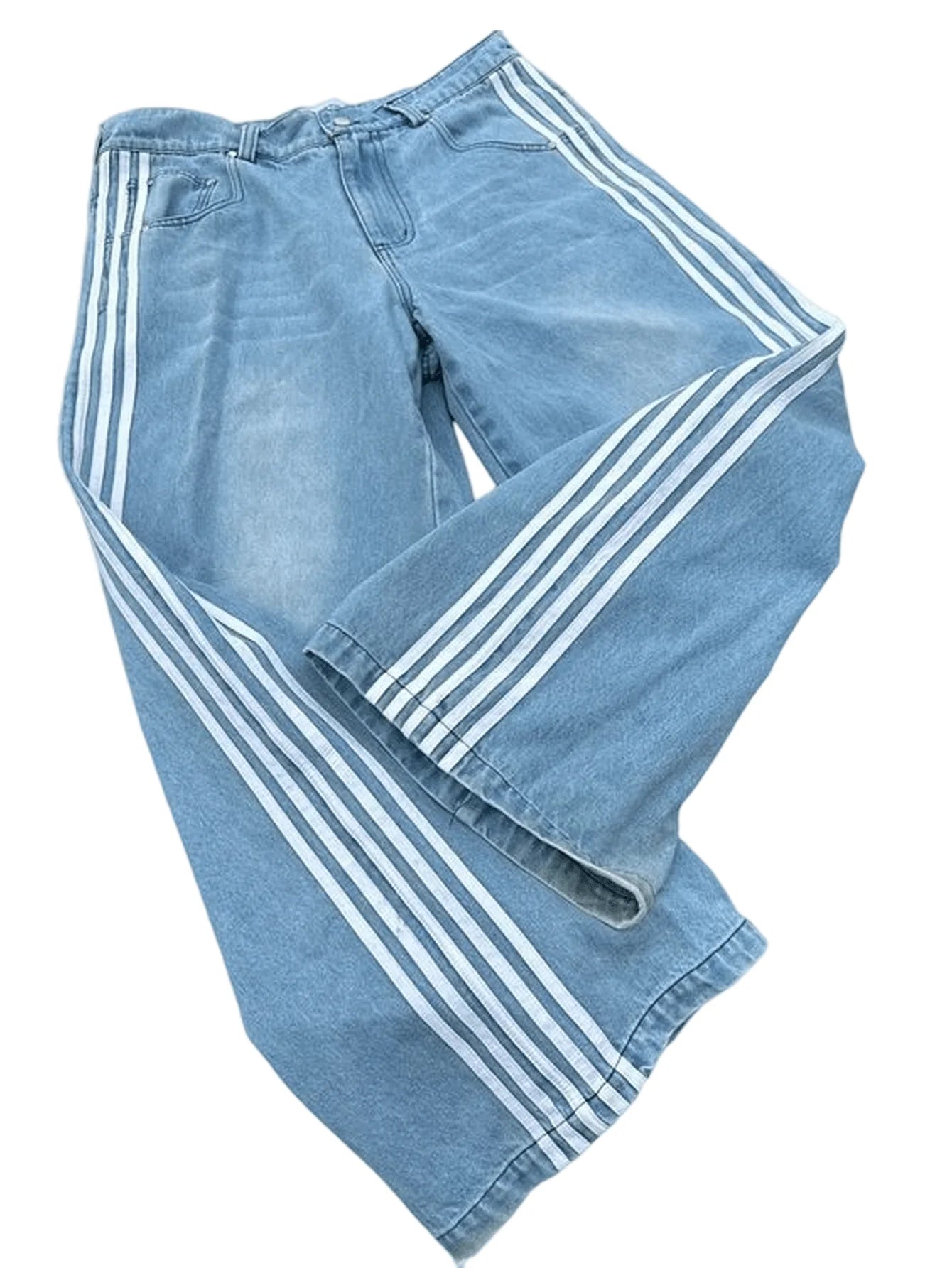 Striped Denim Pants for Men,Loose Fit Y2K Vintage Style Long Trousers,Straight Leg Baggy Retro Design Jeans