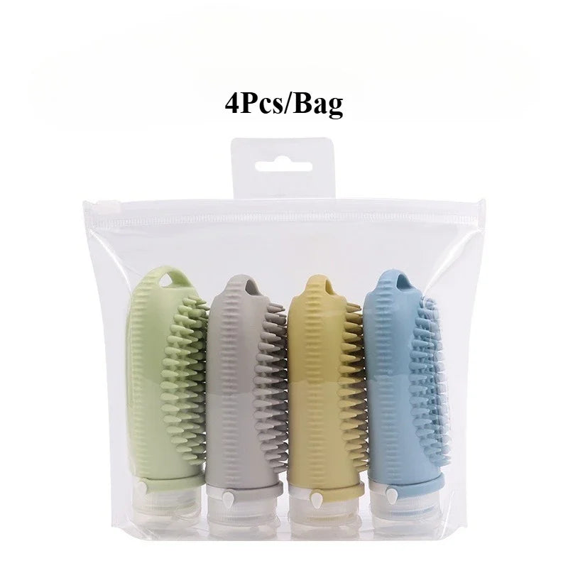 4Pcs Travel Separately Bottled Shampoo Cosmetics Lotion Separately Bottled Massage Separately Bottled with Brush