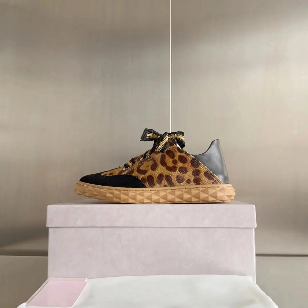 Women's Shoes Light Flex Leather Trainers Diamond Fashion Sneakers