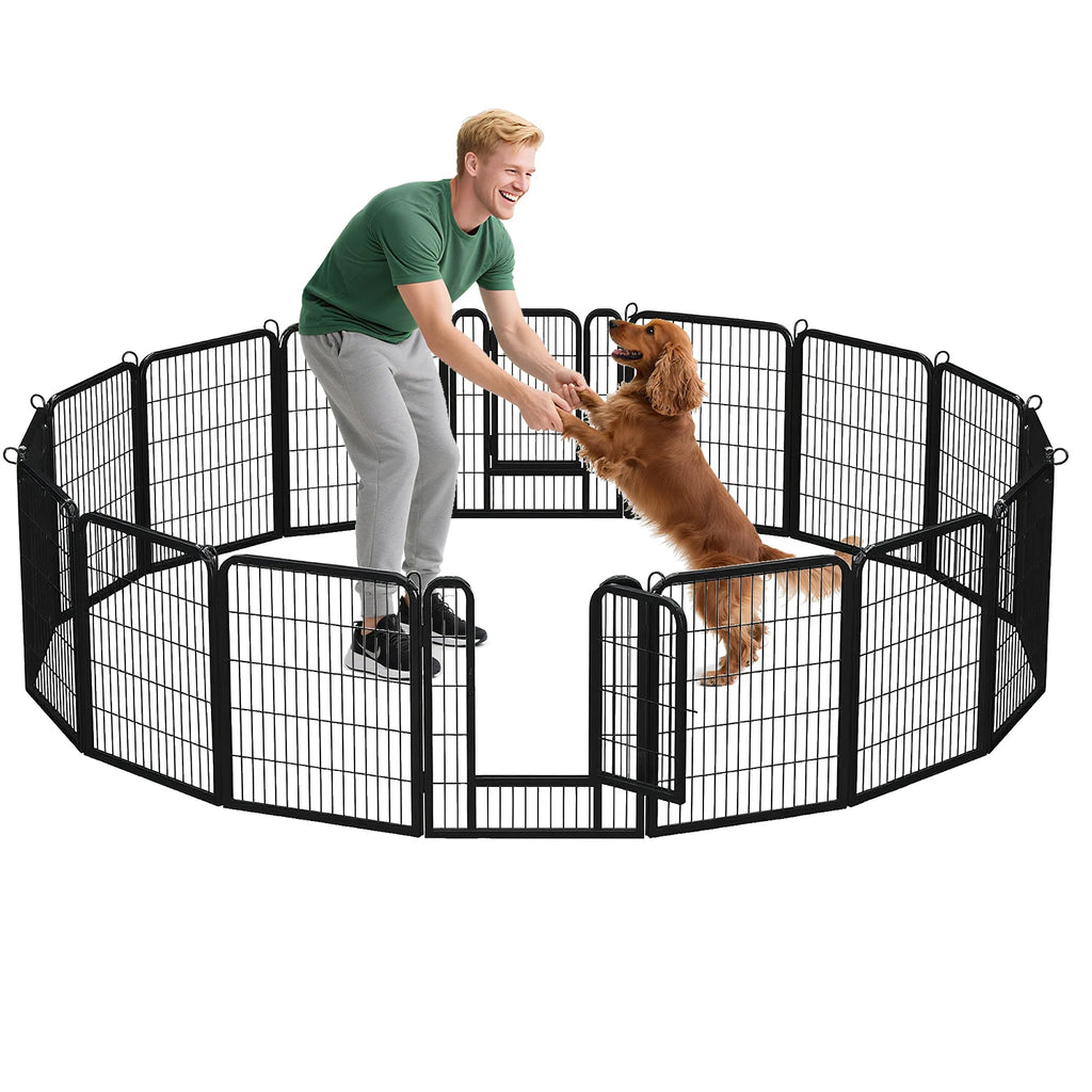 Heavy-Duty Metal Puppy Playpen – 24"/32"/40" Options, 8/16 Panels, Ideal for Indoor Use & Outdoor (RV Camping, Yard, Garden)