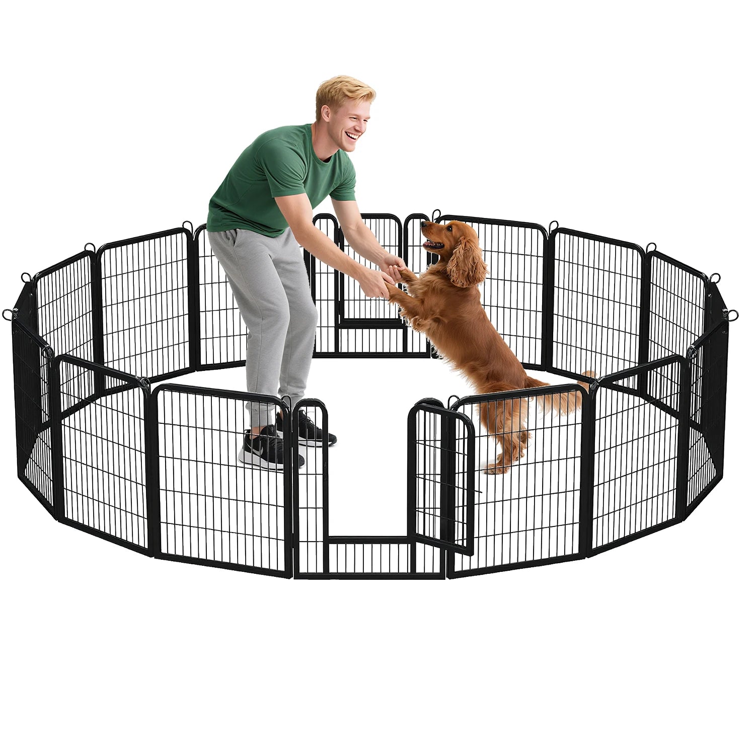 Heavy-Duty Metal Puppy Playpen – 24"/32"/40" Options, 8/16 Panels, Ideal for Indoor Use & Outdoor (RV Camping, Yard, Garden)