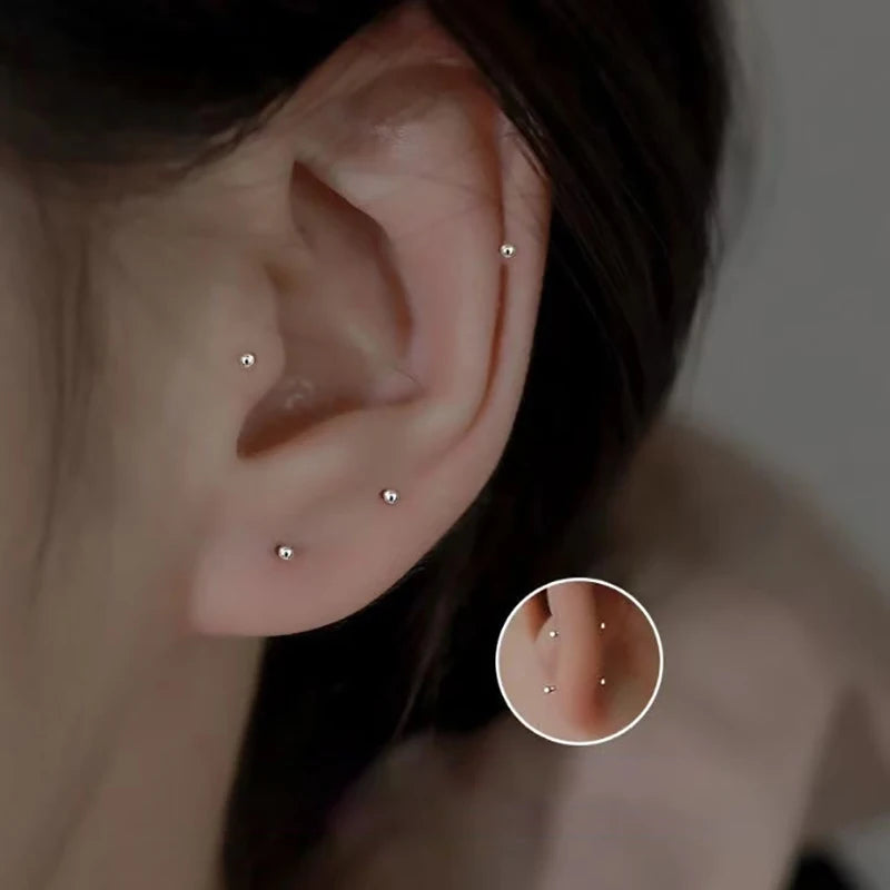 1Pair Fashion Trendy Mini Zircon Stud Earrings For Women Girls Daily Geometry Small Earrings Ear Bone Nail Jewelry Accessories