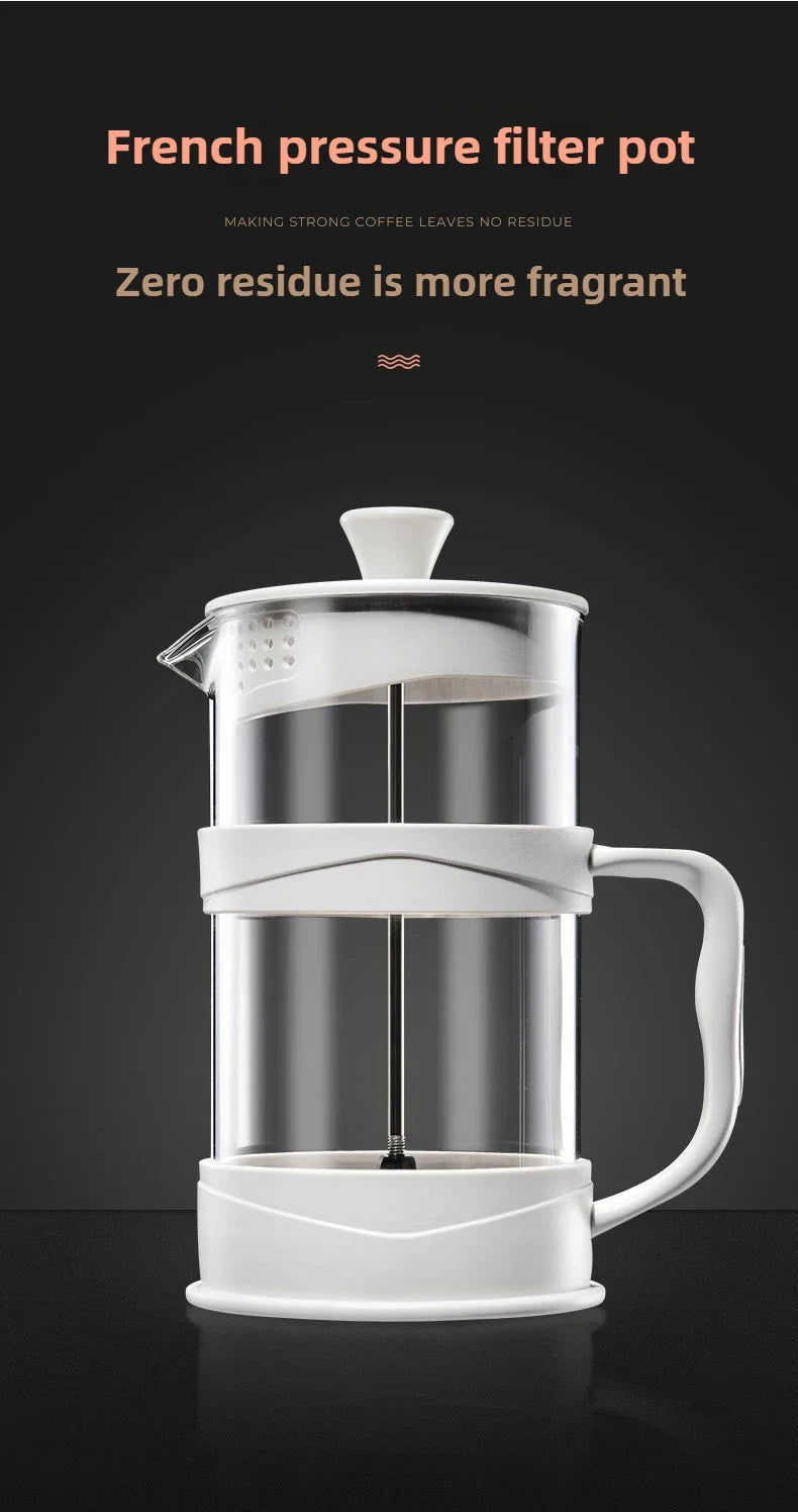350/800/1000ml French Press Coffee Pot Multifunctional Home Hand Punch Pot Transparent Glass Coffee maker Coffee Accessories
