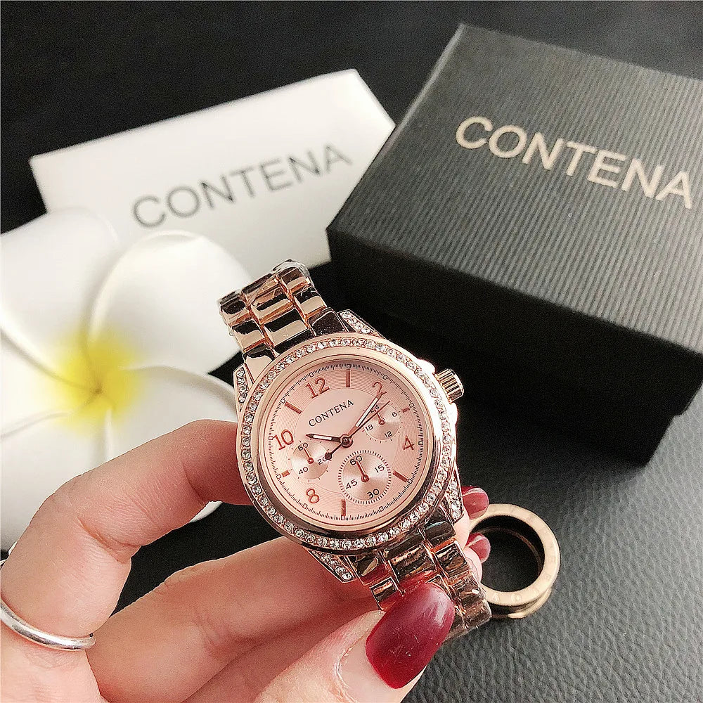 Women‘s Watch Top Brand Luxury Stainless Steel  Rhinestone Quartz Wristwatch for Women Fashion Dress Ladies Clock montre femme