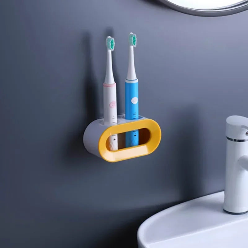 Electric Toothbrush Holder Double Hole Self-adhesive Stand Rack Wall-Mounted Holder Storage Space Saving Bathroom Accessories