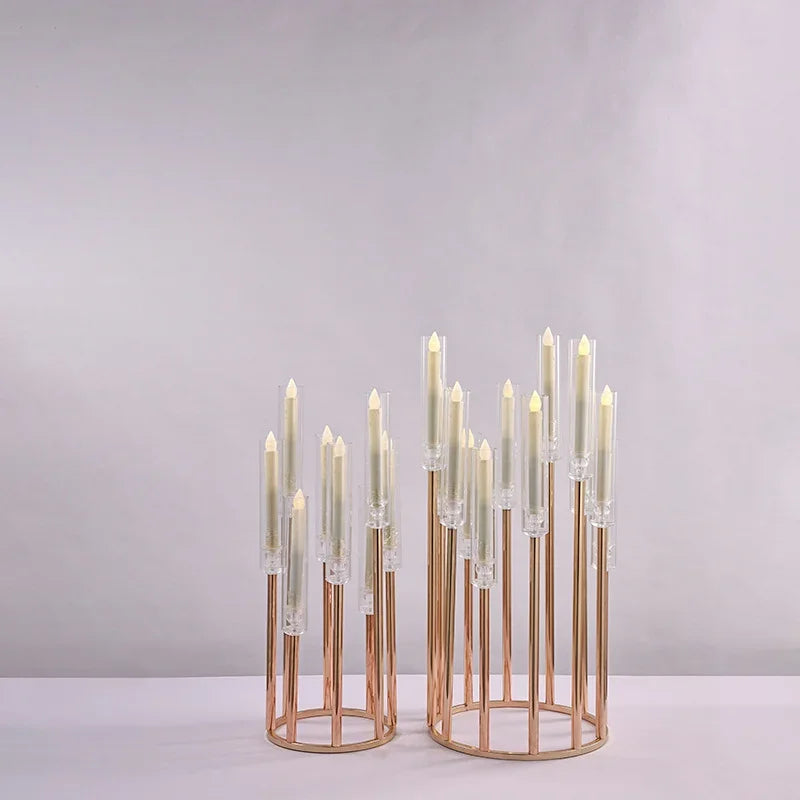 Metal Holders acrylic Candlesticks Flower Vases Wedding Table Centerpiece Pillar Stand Road Lead Party Decoration